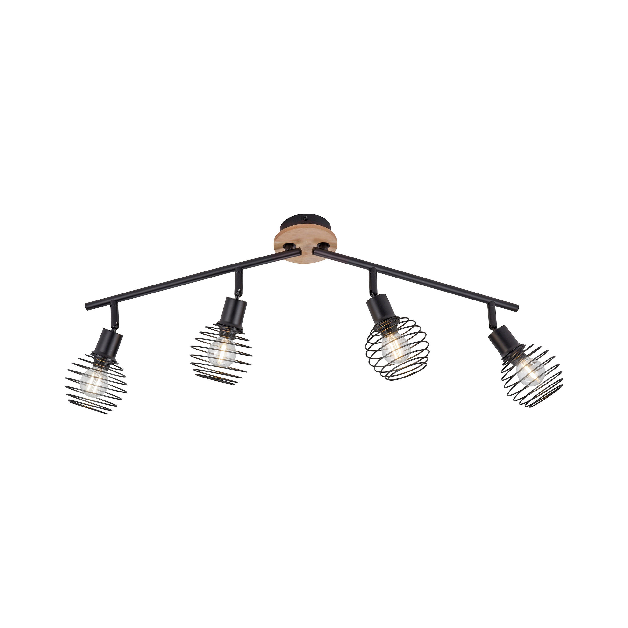 DECKENLEUCHTE 92/87/24 cm - Schwarz, Natur, Holz/Kunststoff (92/87/24cm)