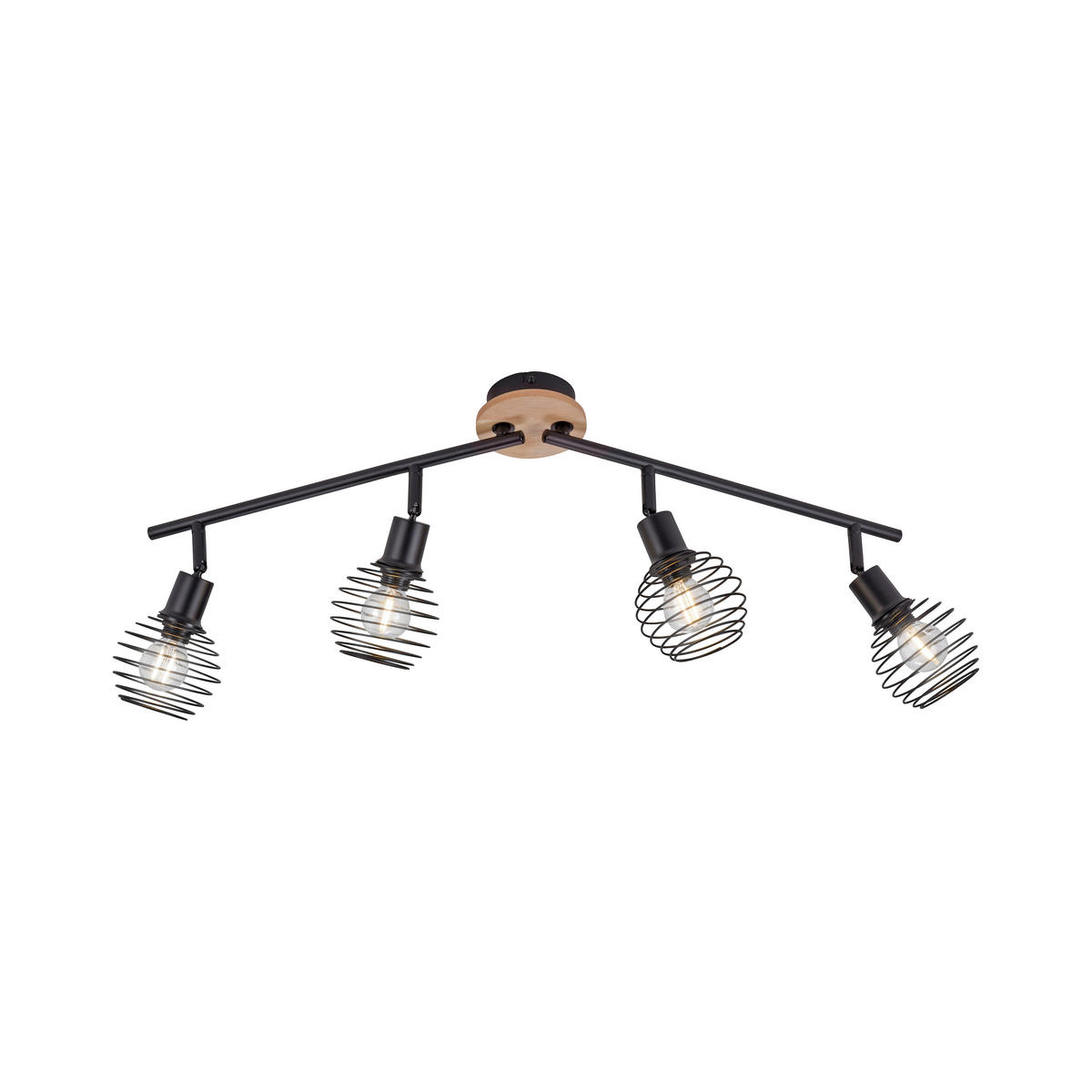 DECKENLEUCHTE Eugen 92/87/24 cm   - Schwarz, Natur, Holz/Kunststoff (92/87/24cm)
