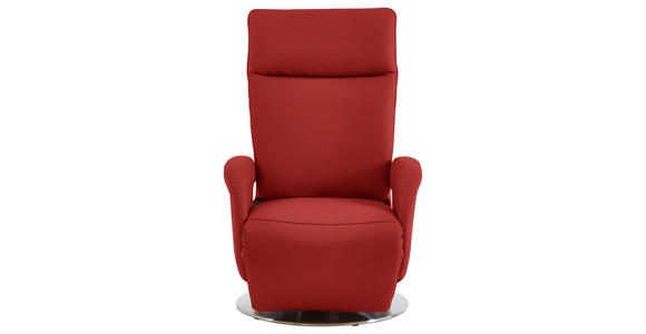 RELAXSESSEL in Leder Rot  - Edelstahlfarben/Rot, Design, Leder/Metall (70/108/80cm) - Cantus