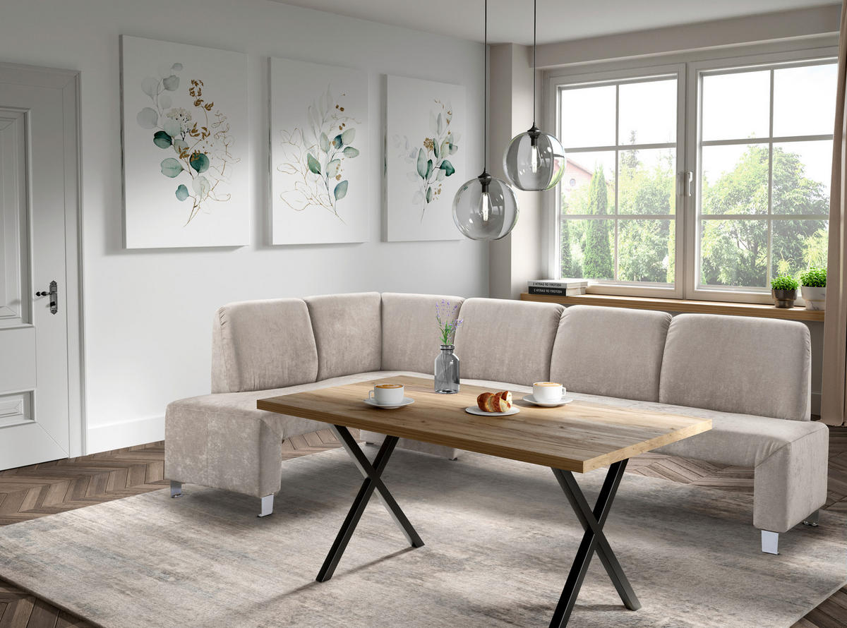 KLUPA KUTNA  boje pijeska  drvo, tekstil, drvni materijal      - srebrne boje/boje pijeska, Moderno, drvni materijal/drvo (243/158cm) - Livetastic