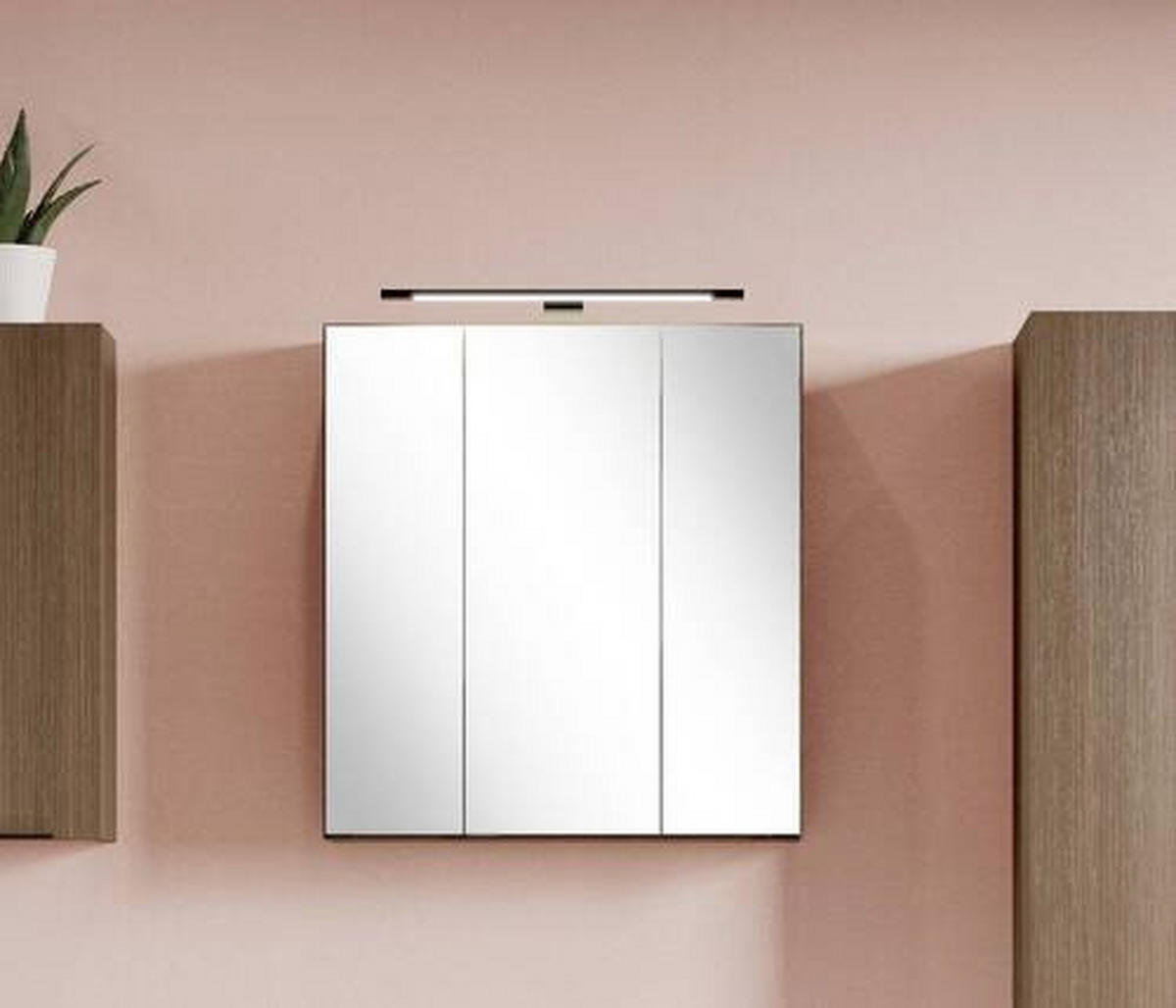 SPIEGELSCHRANK 60/64/20 cm  - Dunkelbraun/Schwarz, Natur, Glas/Holzwerkstoff (60/64/20cm) - Held