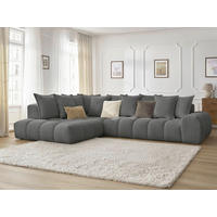 ECKSOFA Ottomane links  EVEREST Dunkelgrau Flachgewebe  - Dunkelgrau/Schwarz, MODERN, Kunststoff/Textil (210/352cm) - Livetastic