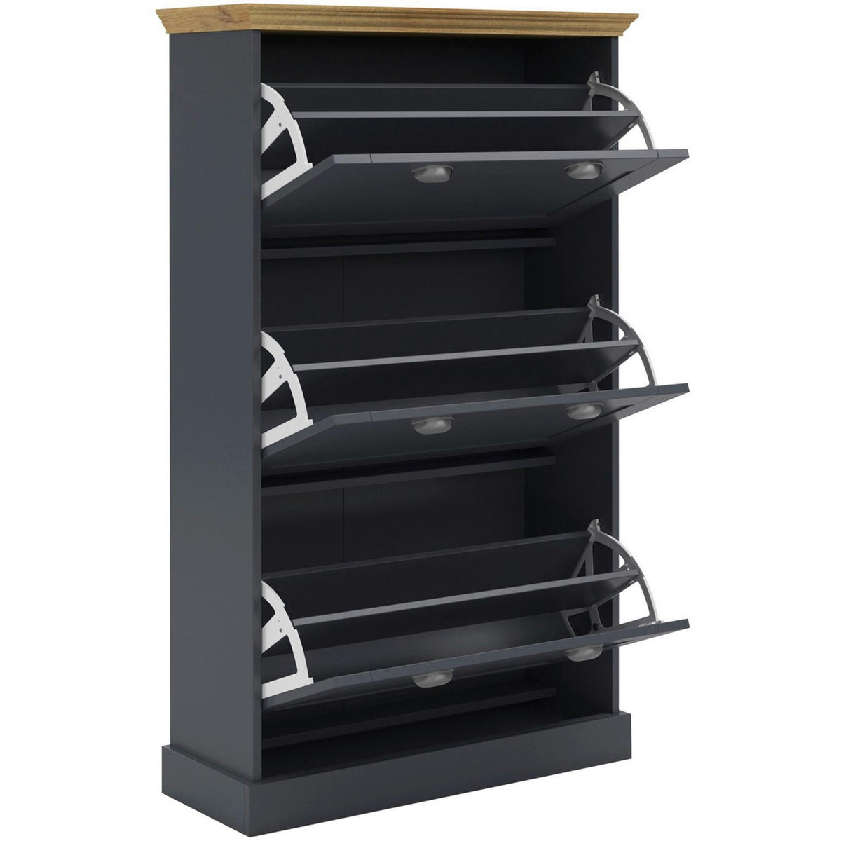 SCHUHSCHRANK Anthrazit, Eichefarben  - Eichefarben/Anthrazit, Design, Holzwerkstoff/Metall (80/132/30cm) - Livetastic