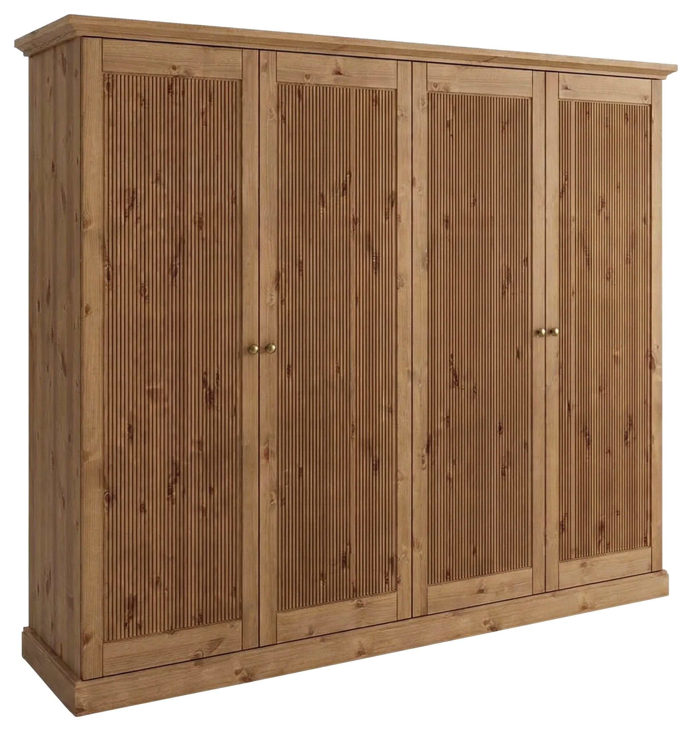 KLEIDERSCHRANK 248/213/63 cm,  in Eichefarben, 4 Tür(en)-türig  - Eichefarben/Silberfarben, KONVENTIONELL, Holz/Metall (248/213/63cm) - Linea Natura