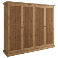KLEIDERSCHRANK 248/213/63 cm,  in Eichefarben, 4 Tür(en)-türig  - Eichefarben/Silberfarben, KONVENTIONELL, Holz/Metall (248/213/63cm) - Linea Natura
