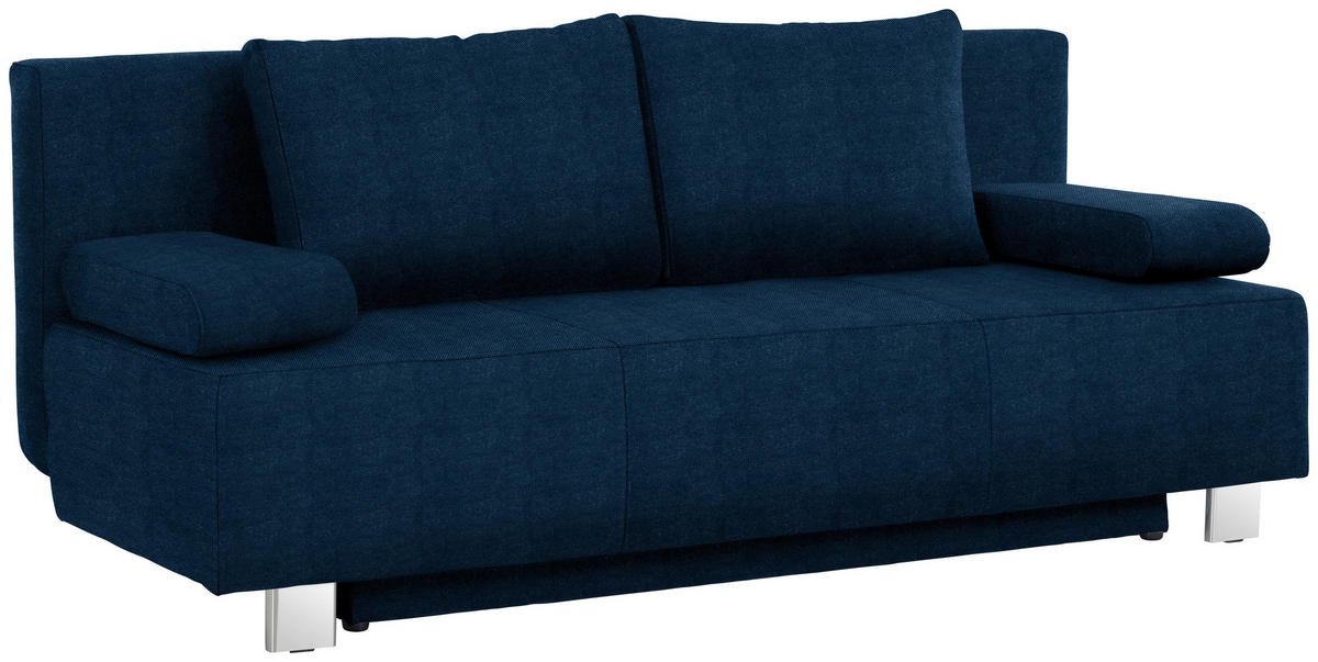 SCHLAFSOFA  mit Stoffauswahl, Rücken echt Blau  - Chromfarben/Blau, Design, Textil/Metall (197/88/89cm) - Livetastic