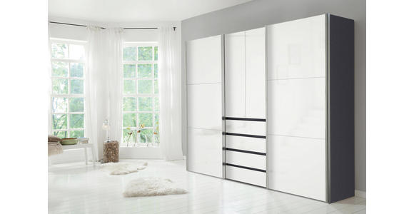 KLEIDERSCHRANK in Graphitfarben, Weiß - Alufarben/Graphitfarben, Design, Holzwerkstoff/Metall (300/236/68cm) - Hom`in