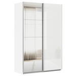 SCHWEBETÜRENSCHRANK  in Weiß  - Alufarben/Weiß, KONVENTIONELL, Glas/Holzwerkstoff (136/210/62cm) - Xora