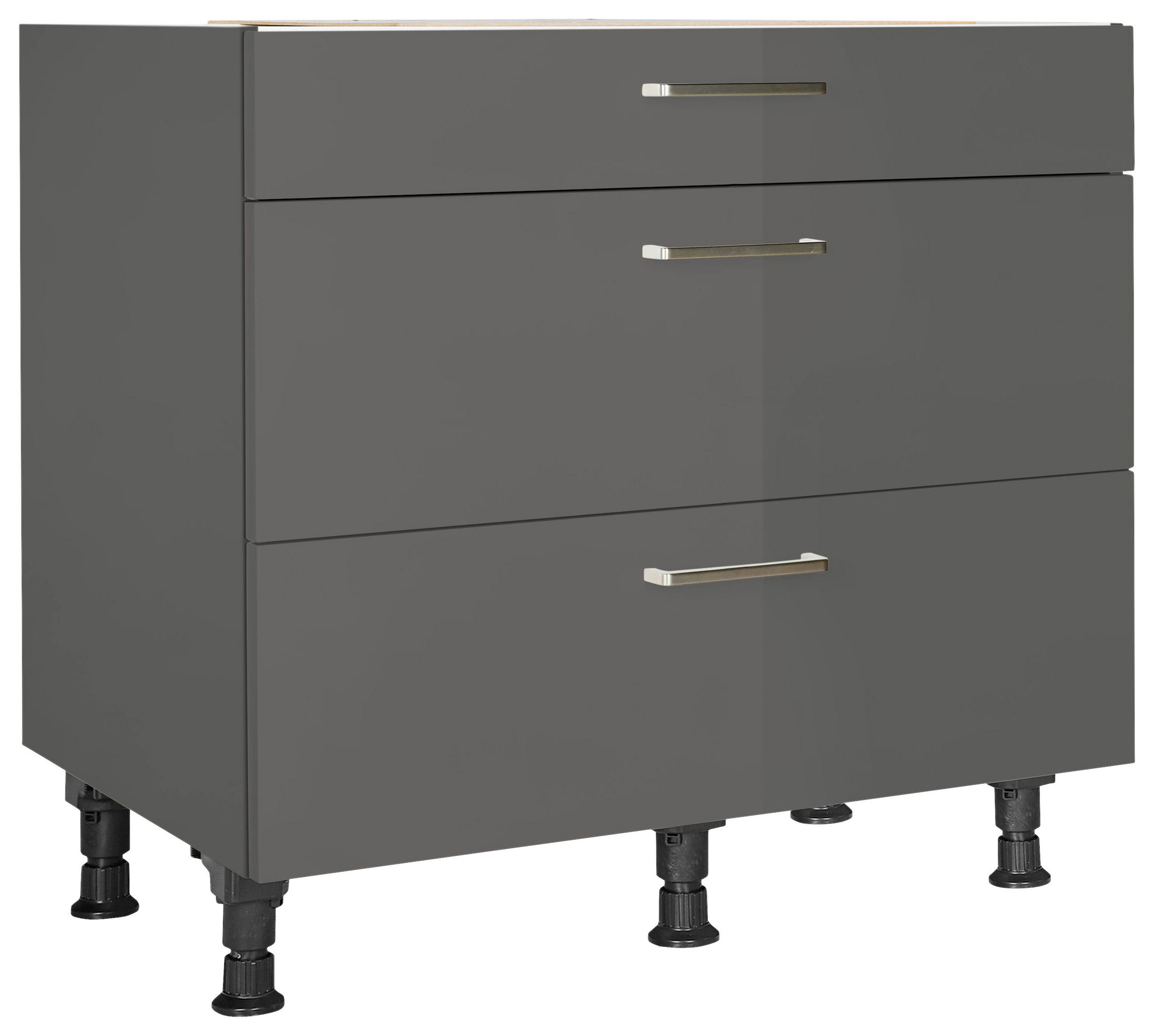 SCHUBKASTENUNTERSCHRANK 90/87/56 cm  in Schieferfarben  - Schieferfarben/Edelstahlfarben, MODERN, Holzwerkstoff/Metall (90/87/56cm) - Nobilia