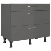 SCHUBKASTENUNTERSCHRANK 90/87/56 cm  in Schieferfarben  - Schieferfarben/Edelstahlfarben, MODERN, Holzwerkstoff/Metall (90/87/56cm) - Nobilia