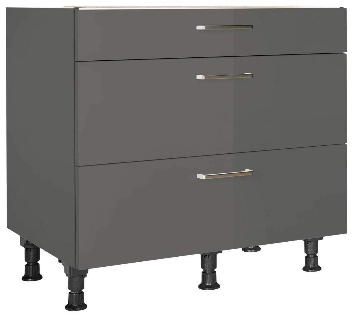 SCHUBKASTENUNTERSCHRANK 90/87/56 cm  in Schieferfarben  - Schieferfarben/Edelstahlfarben, MODERN, Holzwerkstoff/Metall (90/87/56cm) - Nobilia