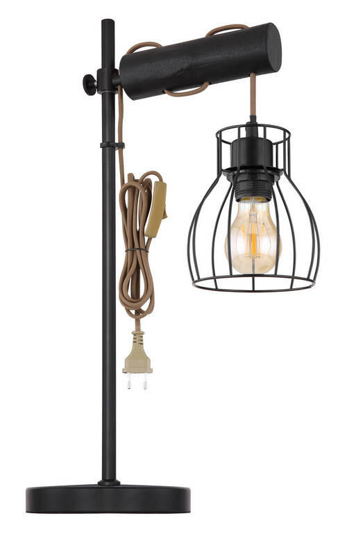 STOLNÍ LAMPA, E27, 33/18/55 cm - černá, Basics, kov/dřevo (33/18/55cm) - Globo