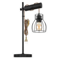 STOLNÍ LAMPA, E27, 33/18/55 cm - černá, Basics, kov/dřevo (33/18/55cm) - Globo