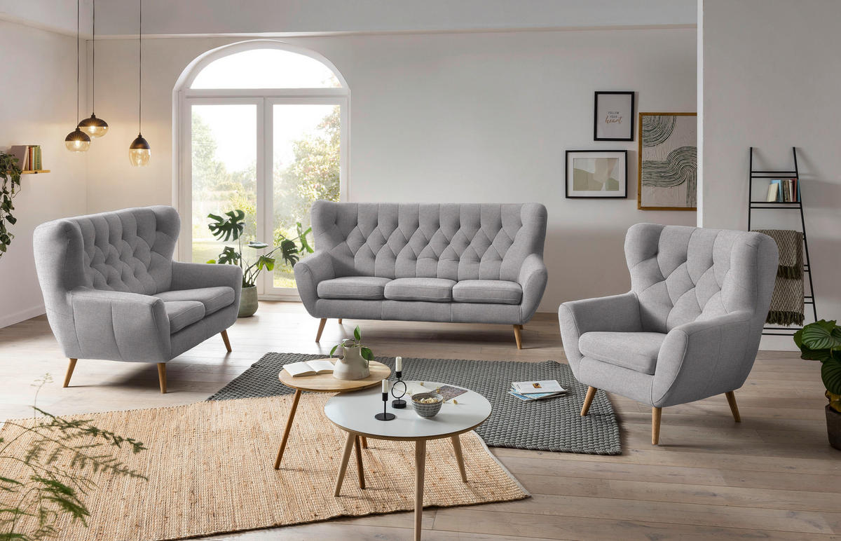 3-SITZER-SOFA in Mikrofaser Taupe  - Taupe, Design, Holz/Textil (187/101/95cm) - Stylife
