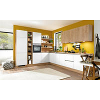 EINBAUKÜCHE  - Eichefarben/Weiß, Design, Holzwerkstoff - Moderano