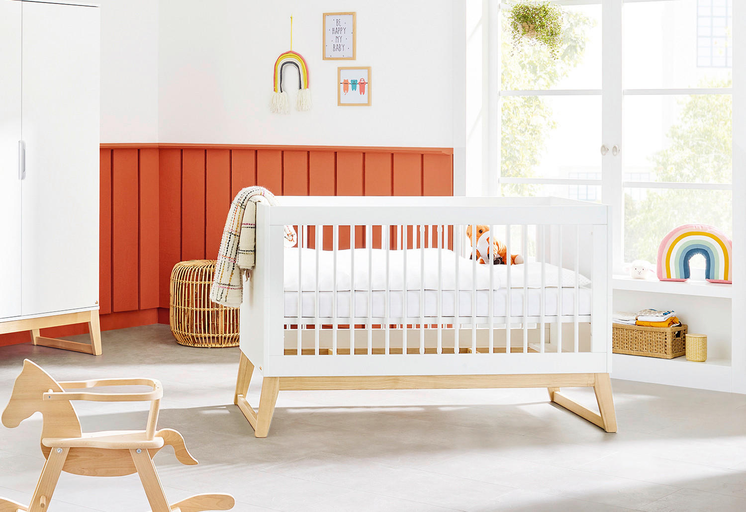 GITTERBETT PINOLINO BRIDGE  150/76/94 cm   - Eschefarben/Weiß, Design, Holz/Holzwerkstoff (150/76/94cm) - Pinolino