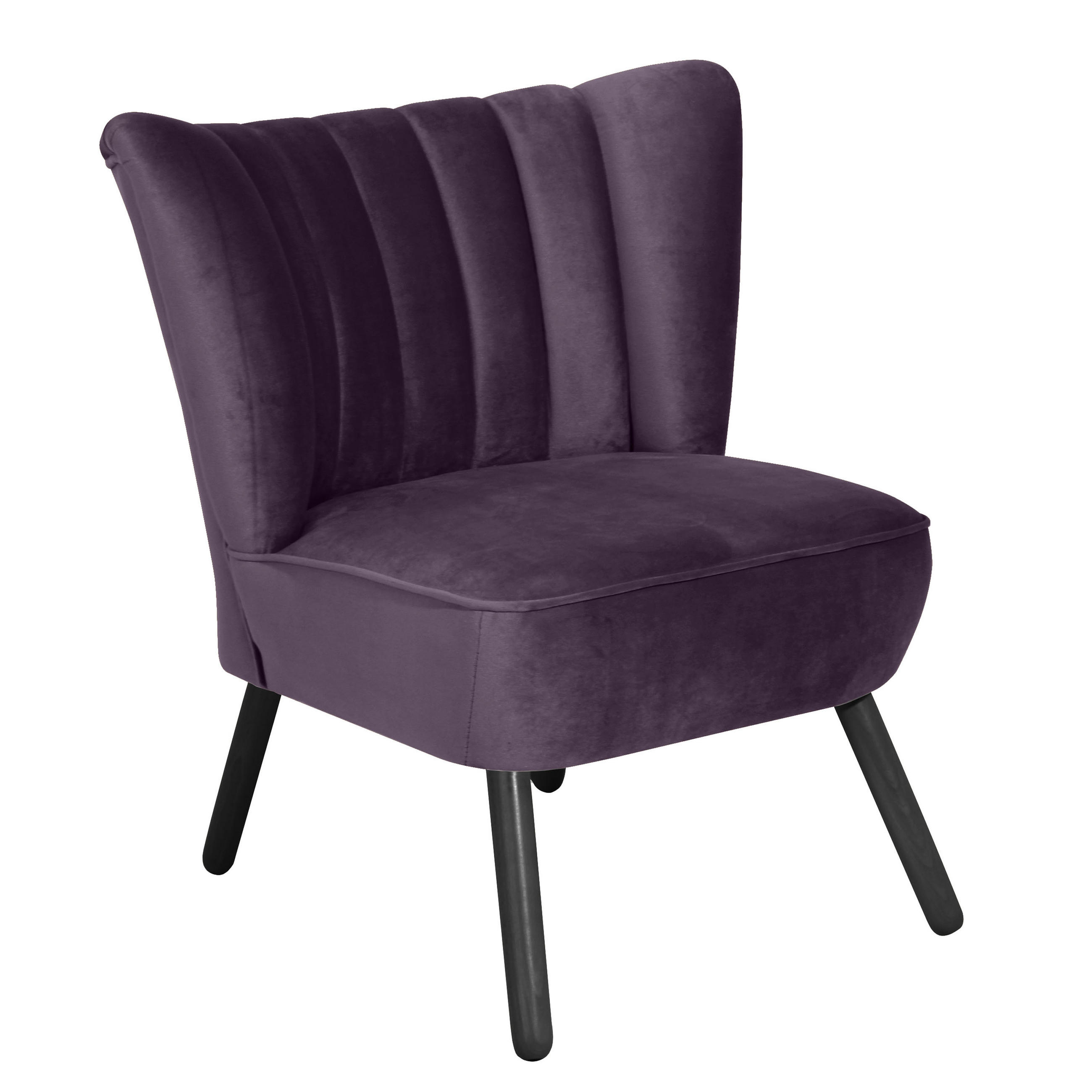 SESSEL Samt, Velours Lila    - Lila/Schwarz, Design, Holz/Textil (70/80/66cm) - Max Winzer