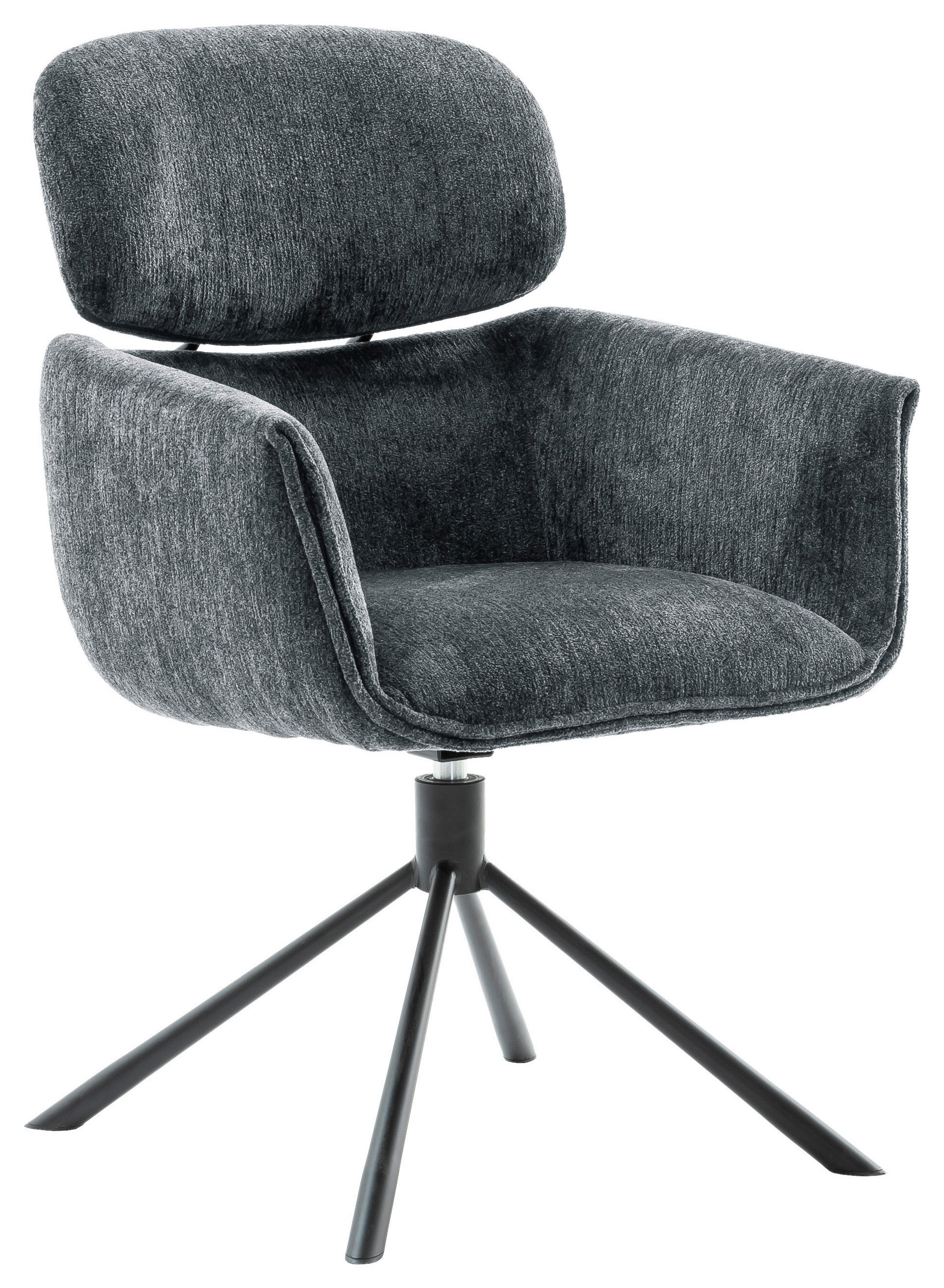 ARMLEHNSTUHL Stahl Struktur  - Anthrazit/Schwarz, Design, Textil/Metall (60/90/65cm) - Novel