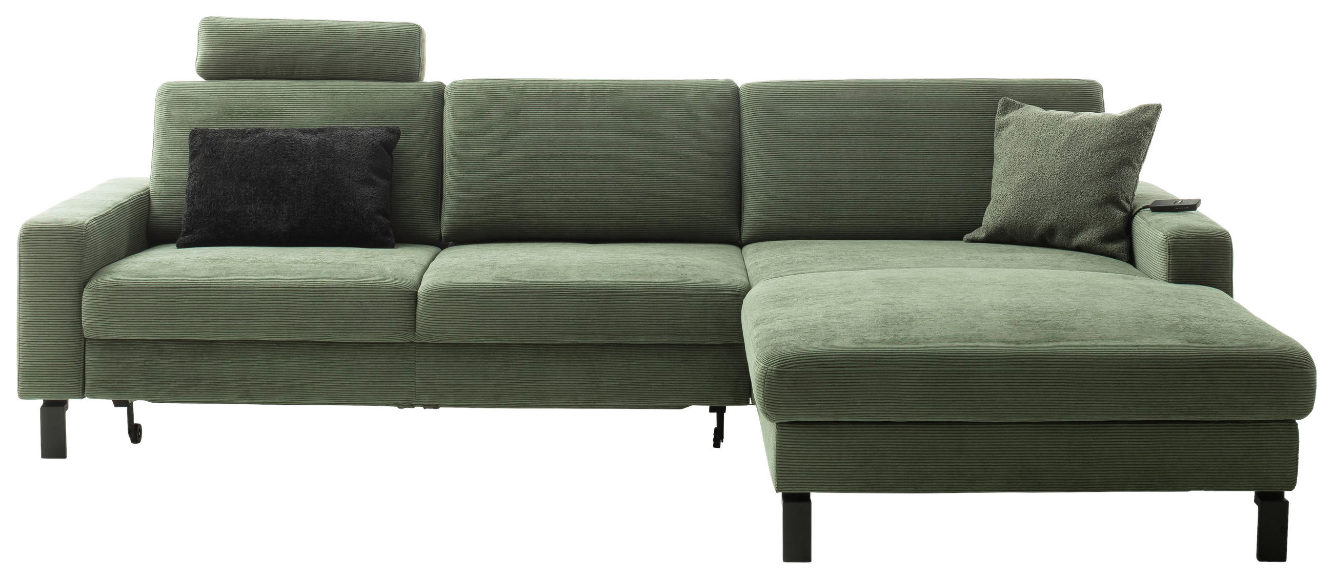 SAROKGARNITÚRA textil olívazöld  - olívazöld/fekete, Design, textil/fém (298/185cm) - Pure Home Lifestyle