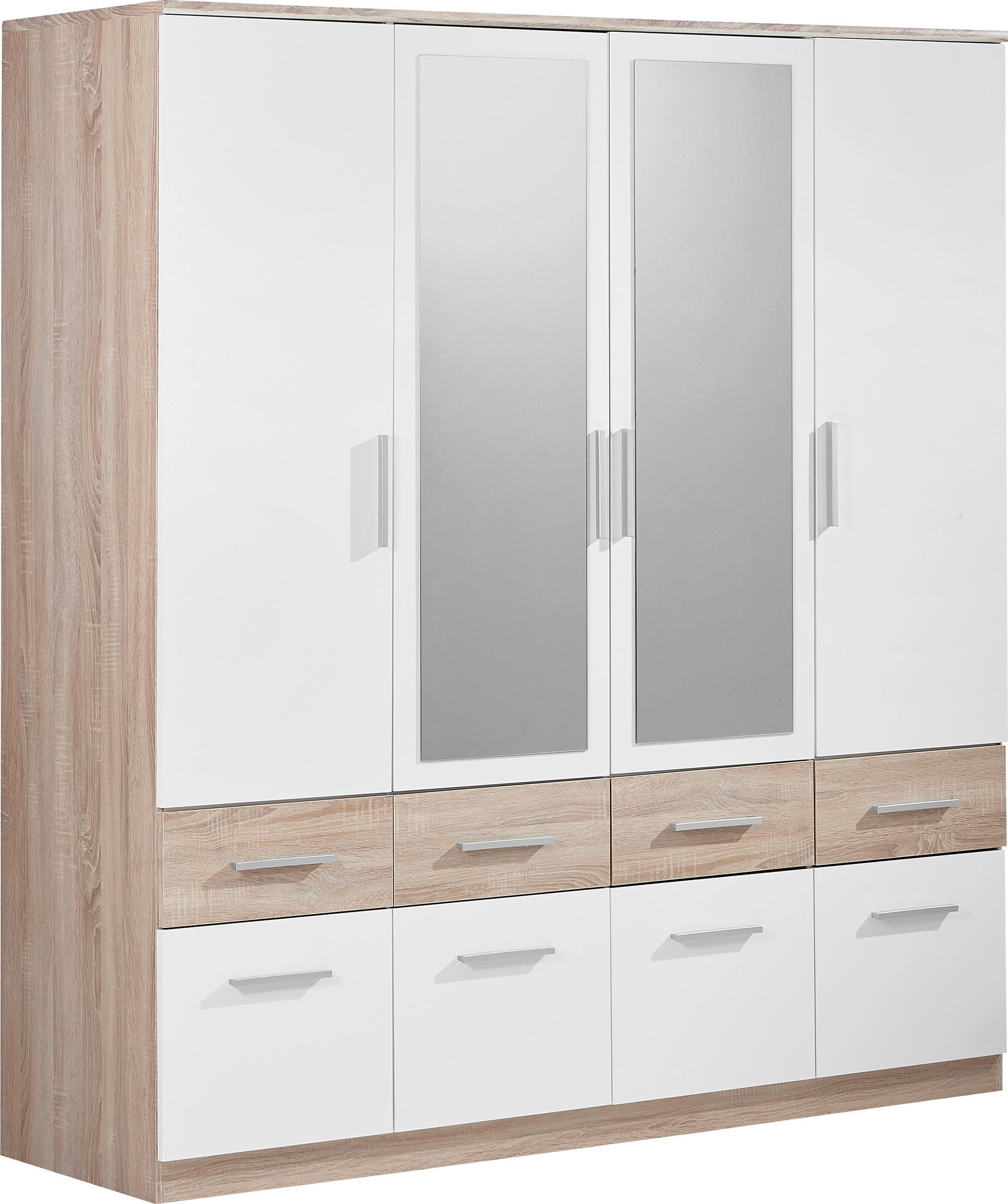 ORMAR ZA ODEĆU bela, sonoma hrast  180/198/55 cm  - sonoma hrast/boja aluminijuma, Dizajnerski, staklo/pločasti materijal (180/198/55cm) - Xora