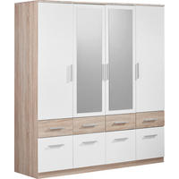 ORMAR ZA ODEĆU bela, sonoma hrast  180/198/55 cm  - sonoma hrast/boja aluminijuma, Dizajnerski, staklo/pločasti materijal (180/198/55cm) - Xora
