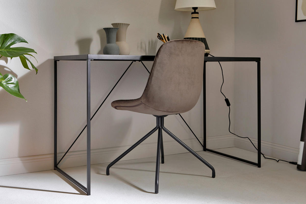 SCHREIBTISCH 120/60/73 cm  in Schwarz  - Schwarz, Konventionell, Glas/Metall (120/60/73cm) - Livetastic