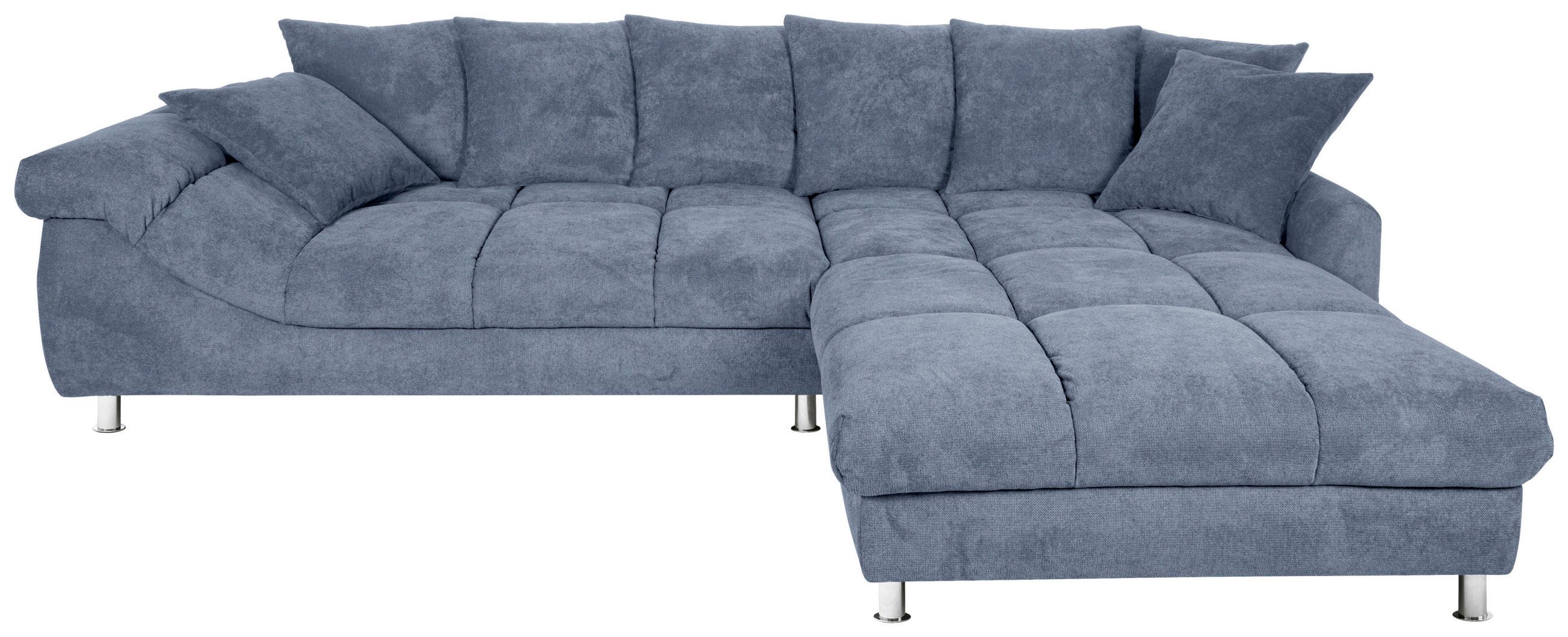 ECKSOFA Blau, Grau Webstoff  - Blau/Grau, Design, Textil/Metall (337/228cm) - Carryhome