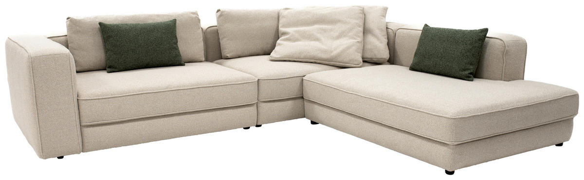 ECKSOFA Chilliano Beige Struktur Rücken echt  - Beige/Schwarz, Design, Kunststoff/Textil (290/255cm) - Chilliano