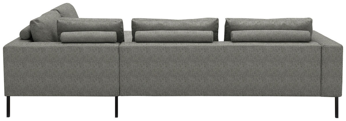 ECKSOFA  in Flachgewebe Graubraun  308/270 cm  - Graubraun/Schwarz, Design, Textil/Metall (308/270cm) - Pure Home Lifestyle