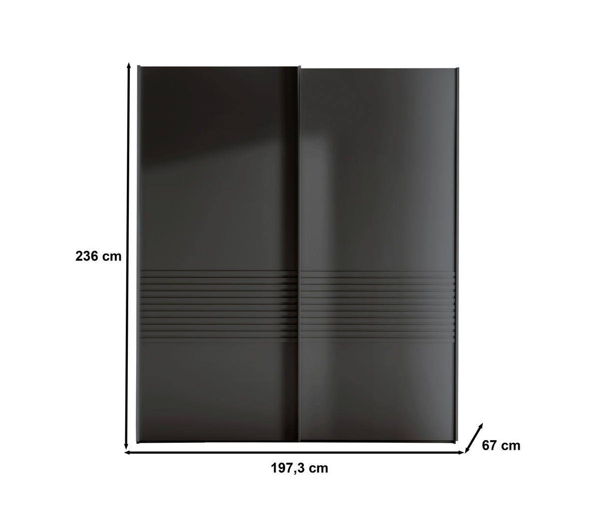 SCHWEBETÜRENSCHRANK in Graphitfarben  - Graphitfarben, Design, Holzwerkstoff/Metall (200/236/67cm) - Novel