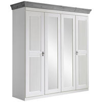 DREHTÜRENSCHRANK 205/210/64 cm,  in Grau, Weiß, 4-türig  - Weiß/Grau, ROMANTIK / LANDHAUS, Glas/Holz (205/210/64cm) - Boxxx