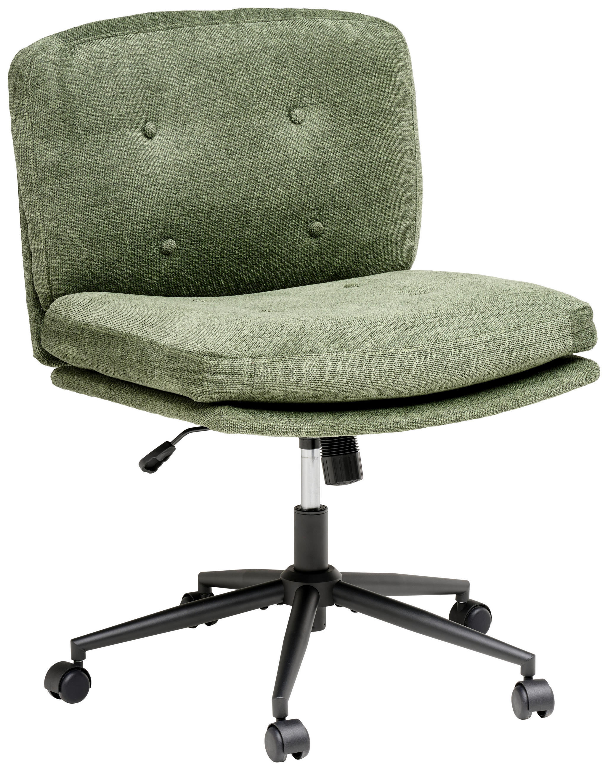 DREHSTUHL Mikrofaser Grün  - Schwarz/Grün, MODERN, Holz/Kunststoff (66/90/98/76cm) - MID.YOU