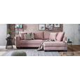 ECKSOFA in Cord Rosa  - Schwarz/Rosa, KONVENTIONELL, Holz/Textil (267/181cm) - Carryhome