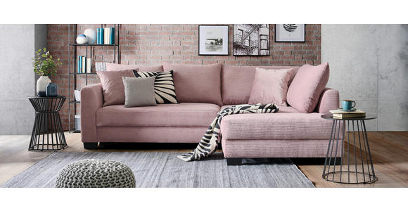 ECKSOFA Rosa Cord  - Schwarz/Rosa, KONVENTIONELL, Holz/Textil (267/181cm) - Carryhome