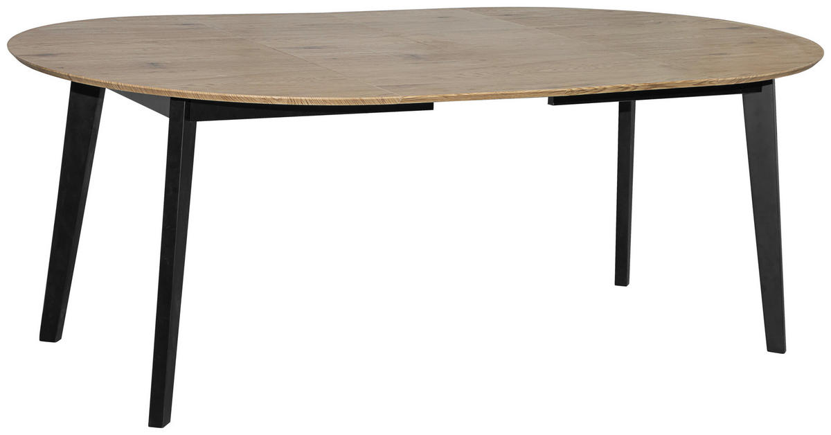 ESSTISCH 120-200/120/74 cm Echtholz  Holz ausziehbar rund Schwarz, Eichefarben  - Eichefarben/Schwarz, KONVENTIONELL, Holz (120-200/120/74cm) - MID.YOU