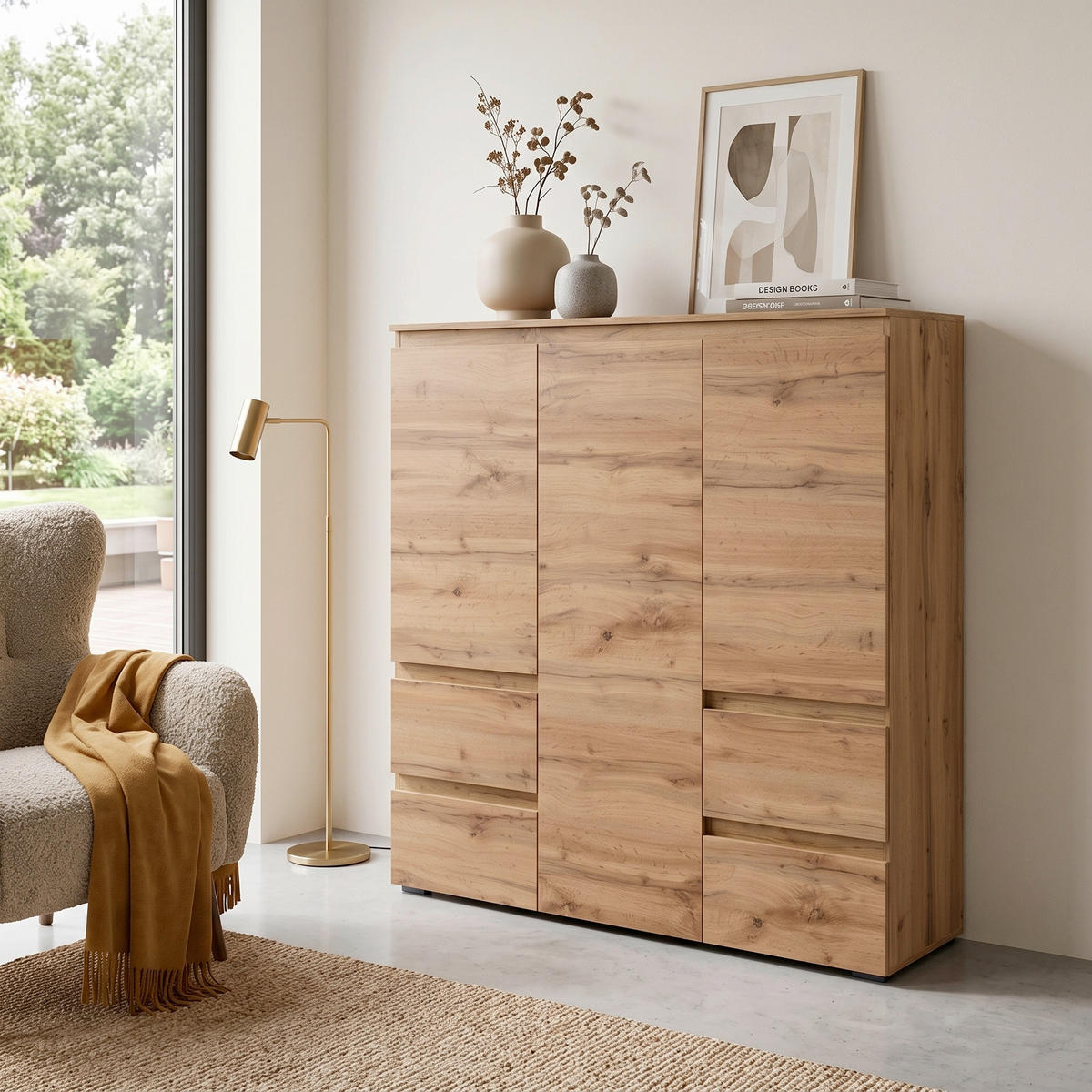 HIGHBOARD  116/131/40 cm 4 Schublade(n)  - Honigeiche, Design, Holzwerkstoff/Kunststoff (116/131/40cm) - MID.YOU