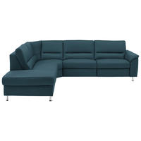ECKSOFA in Echtleder Blau  - Blau/Alufarben, Basics, Leder/Metall (249/290cm) - Beldomo Premium