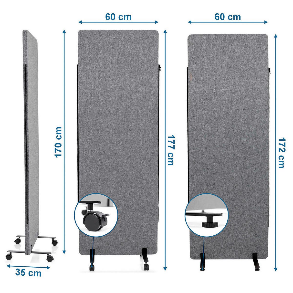 MELLANVÄGG  i metall, plast, textil  mörkgrå  - mörkgrå, Basics, metall/textil (60/177/35cm) - MID.YOU