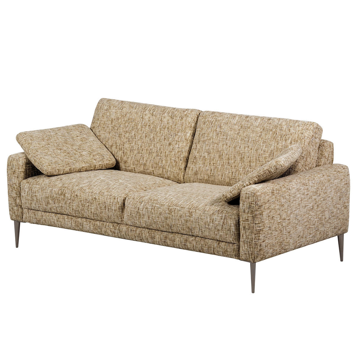 3-SITZER-SOFA Webstoff Hellbraun  - Hellbraun/Schwarzchrom, Design, Textil/Metall (187/85/92cm) - Livetastic