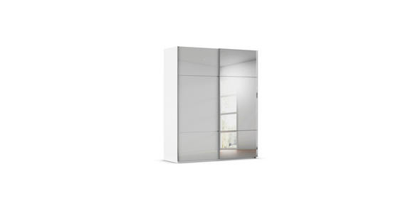 SCHWEBETÜRENSCHRANK 181/223/68 cm 2-türig Grau, Weiß - Chromfarben/Weiß, KONVENTIONELL, Glas/Holzwerkstoff (181/223/68cm) - Novel