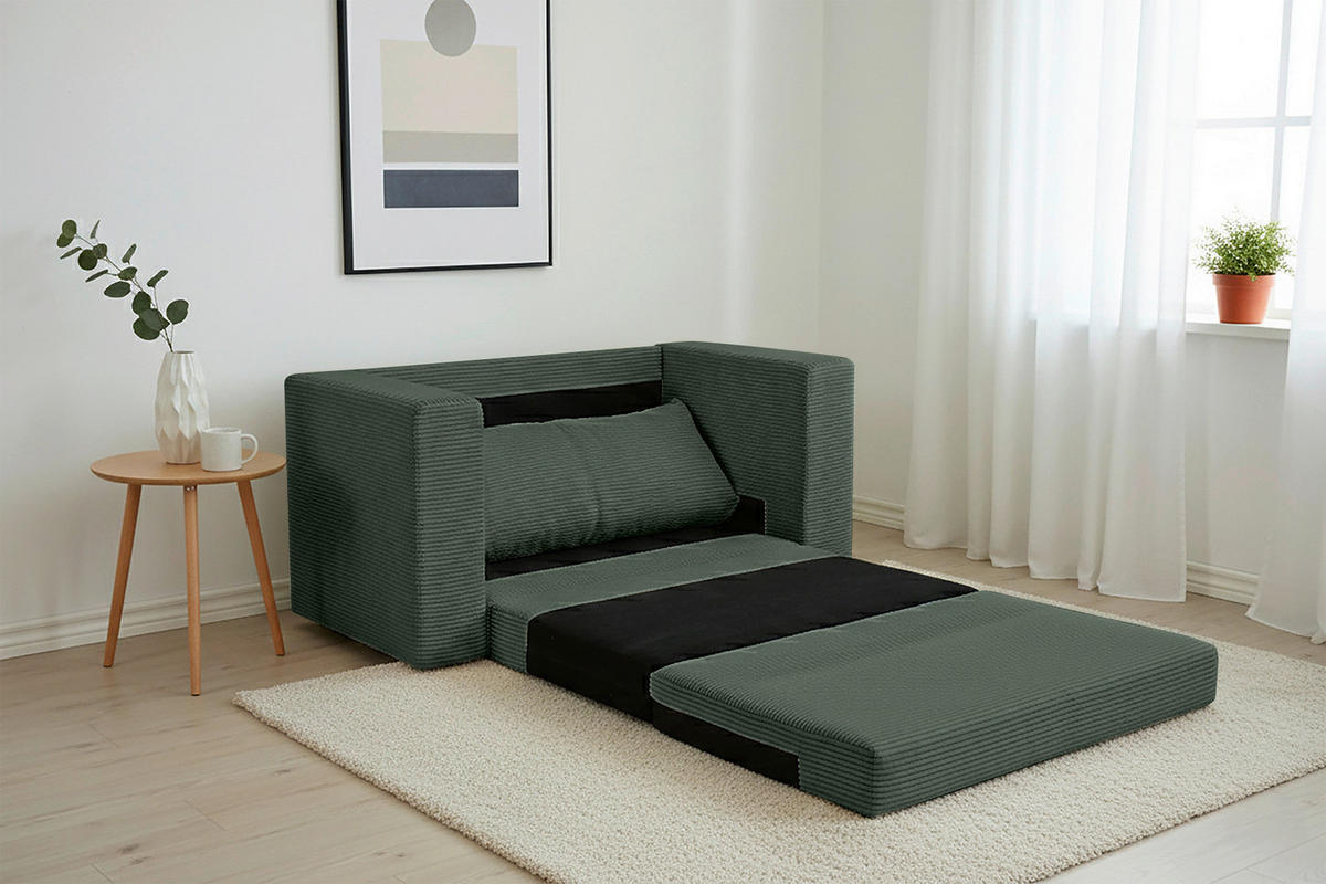 JUGEND- UND KINDERSOFA Cord Dunkelgrün  - Dunkelgrün/Schwarz, KONVENTIONELL, Textil (136/78/72cm) - Xora
