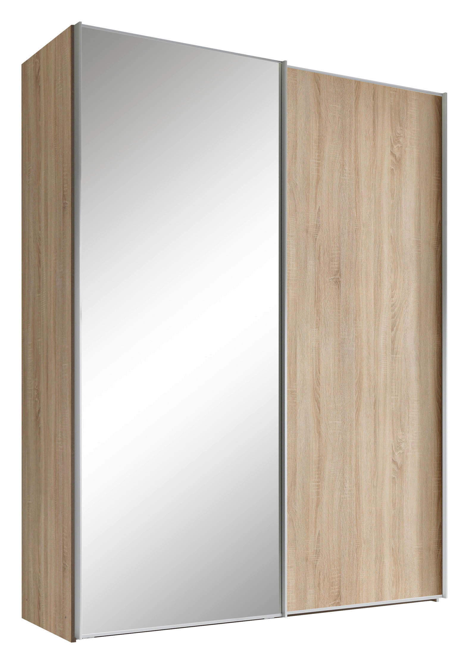 SCHWEBETÜRENSCHRANK in Sonoma Eiche  - Alufarben/Sonoma Eiche, Design, Glas/Holzwerkstoff (167/222/68cm) - Moderano