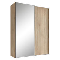 SCHWEBETÜRENSCHRANK in Sonoma Eiche  - Alufarben/Sonoma Eiche, Design, Glas/Holzwerkstoff (167/222/68cm) - Moderano