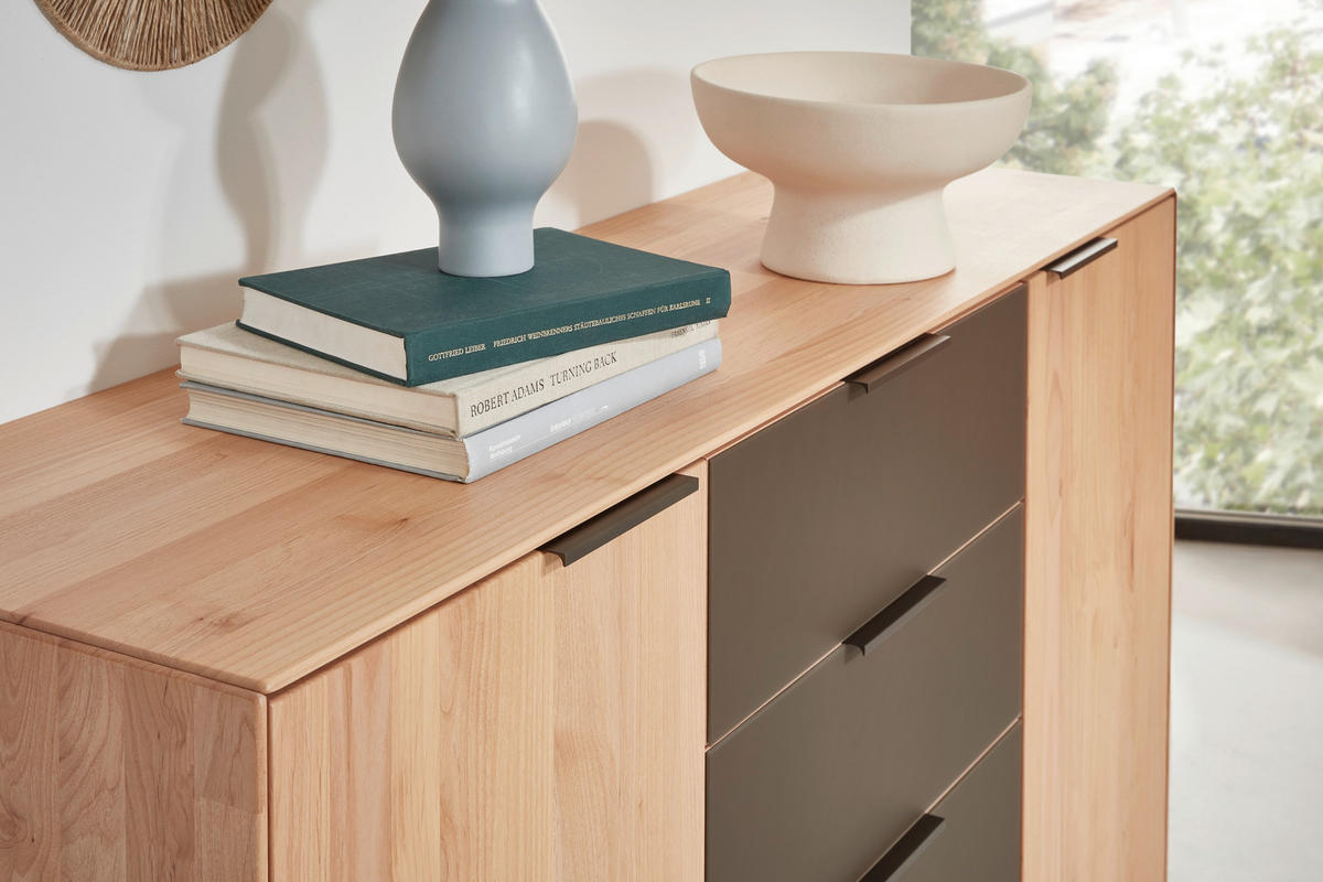 SIDEBOARD 150,9/84,7/44,2 cm  - Dunkelbraun/Erlefarben, Natur, Holz/Metall (150,9/84,7/44,2cm) - Valnatura