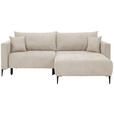 ECKSOFA Beige Velours  - Beige/Schwarz, KONVENTIONELL, Textil/Metall (226/155cm) - Carryhome