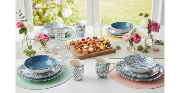 KOMBISERVICE 30-teilig  - Blau/Weiß, LIFESTYLE, Keramik - Novel