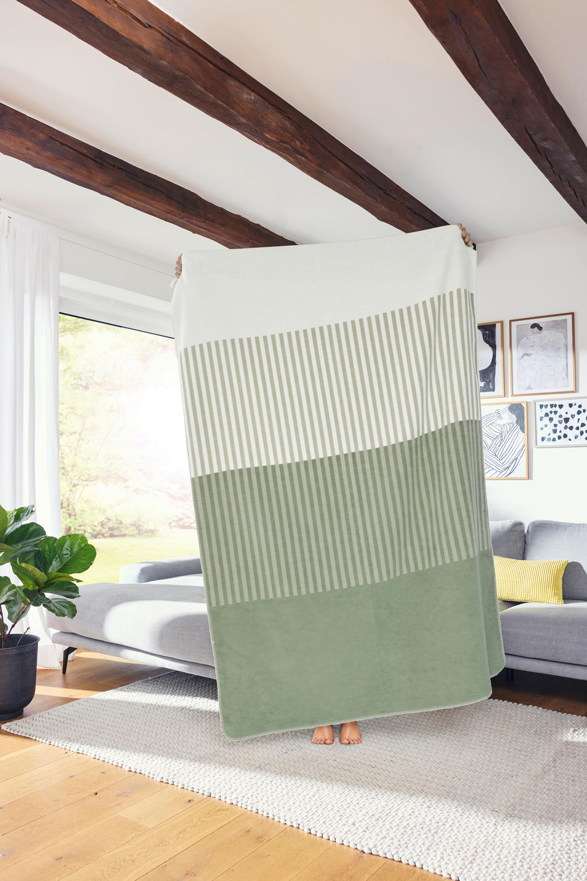 DECKE Novel 140/200 cm  - Salbeigrün/Thymiangrün, Design, Textil (140/200cm) - Novel