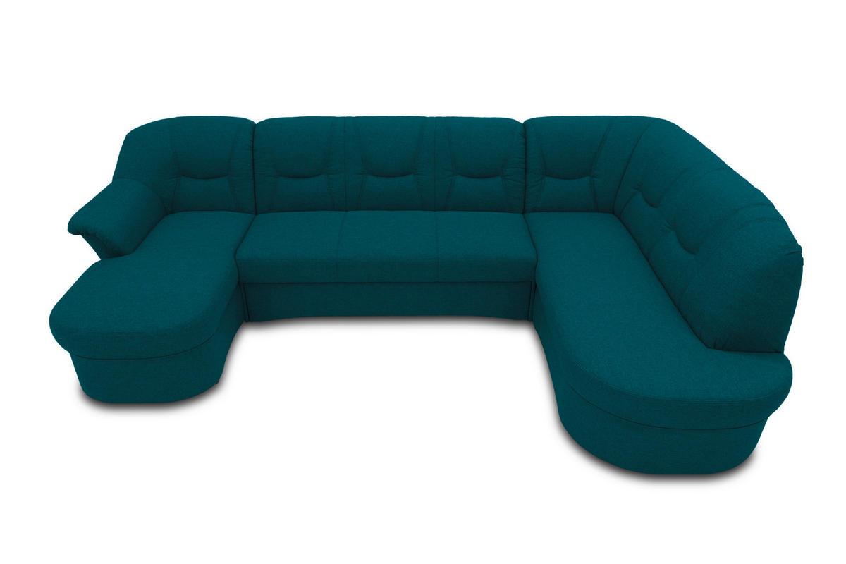 WOHNLANDSCHAFT Dunkelblau Mikrofaser  - Schwarz/Dunkelblau, KONVENTIONELL, Kunststoff/Textil (146/295/180cm) - MID.YOU
