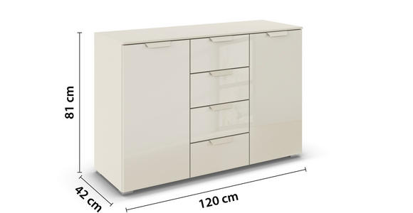 SIDEBOARD  in 120/81/42 cm  - Champagner, Design, Glas/Holzwerkstoff (120/81/42cm) - Xora