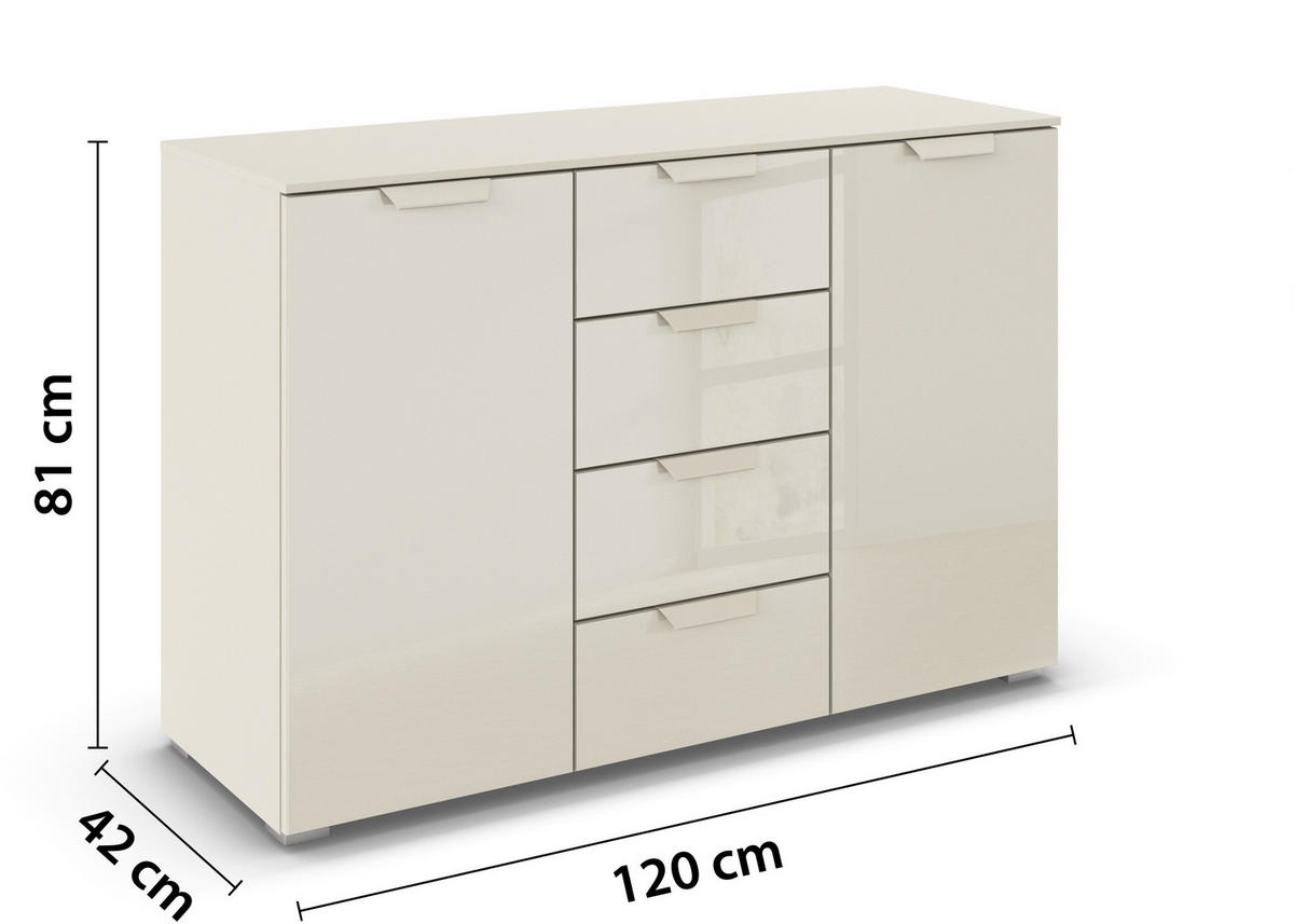 SIDEBOARD  in 120/81/42 cm  - Champagner, Design, Glas/Holzwerkstoff (120/81/42cm) - Xora